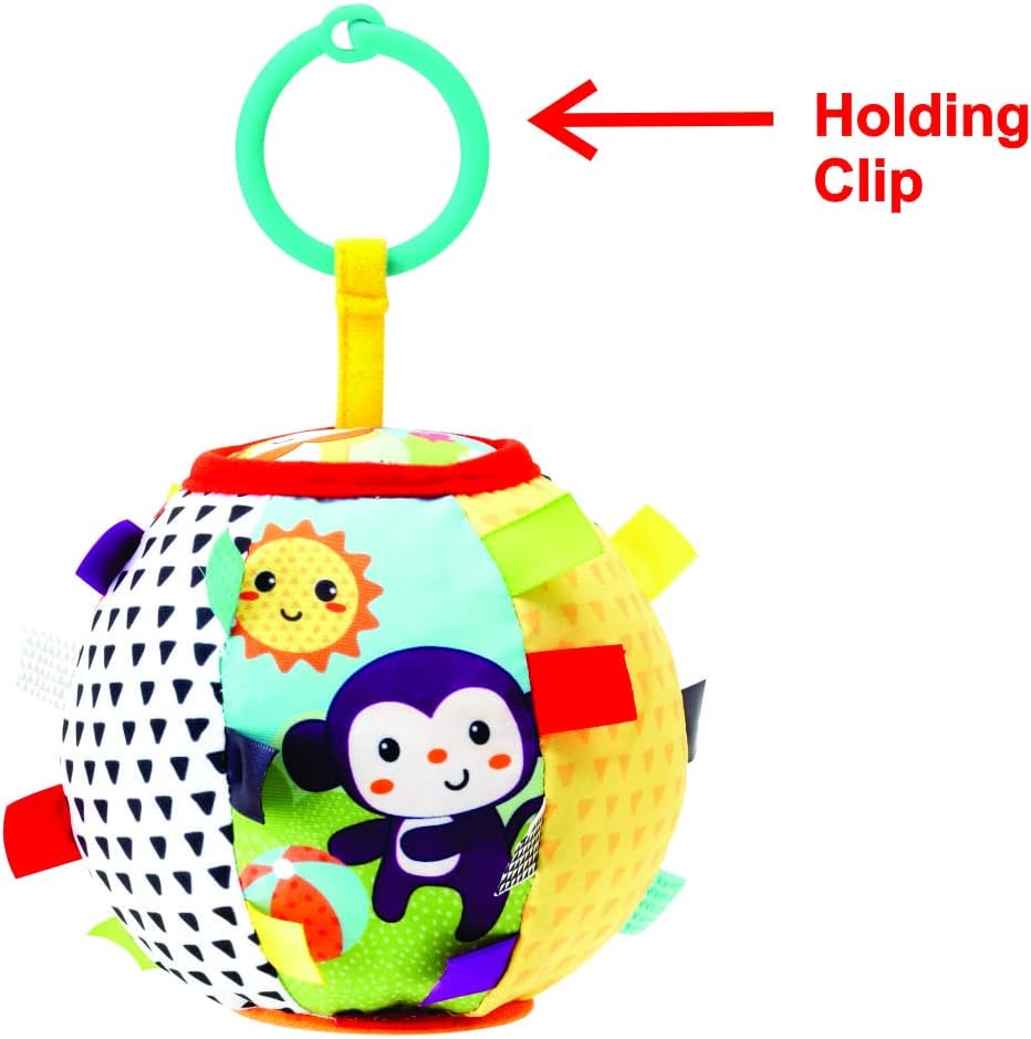 Infantino Sensory Ribbon & Chime Ball Toy for Baby From 0 Months and Above Multicolor.