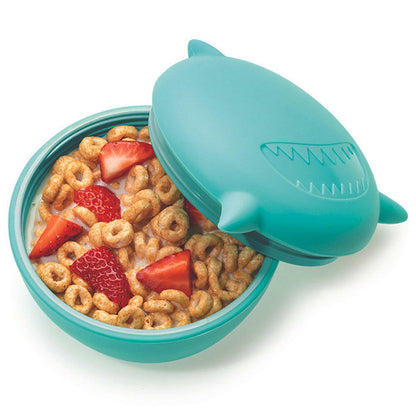Melii Silicone Bowl with Lid 350ml - Turquoise Shark.