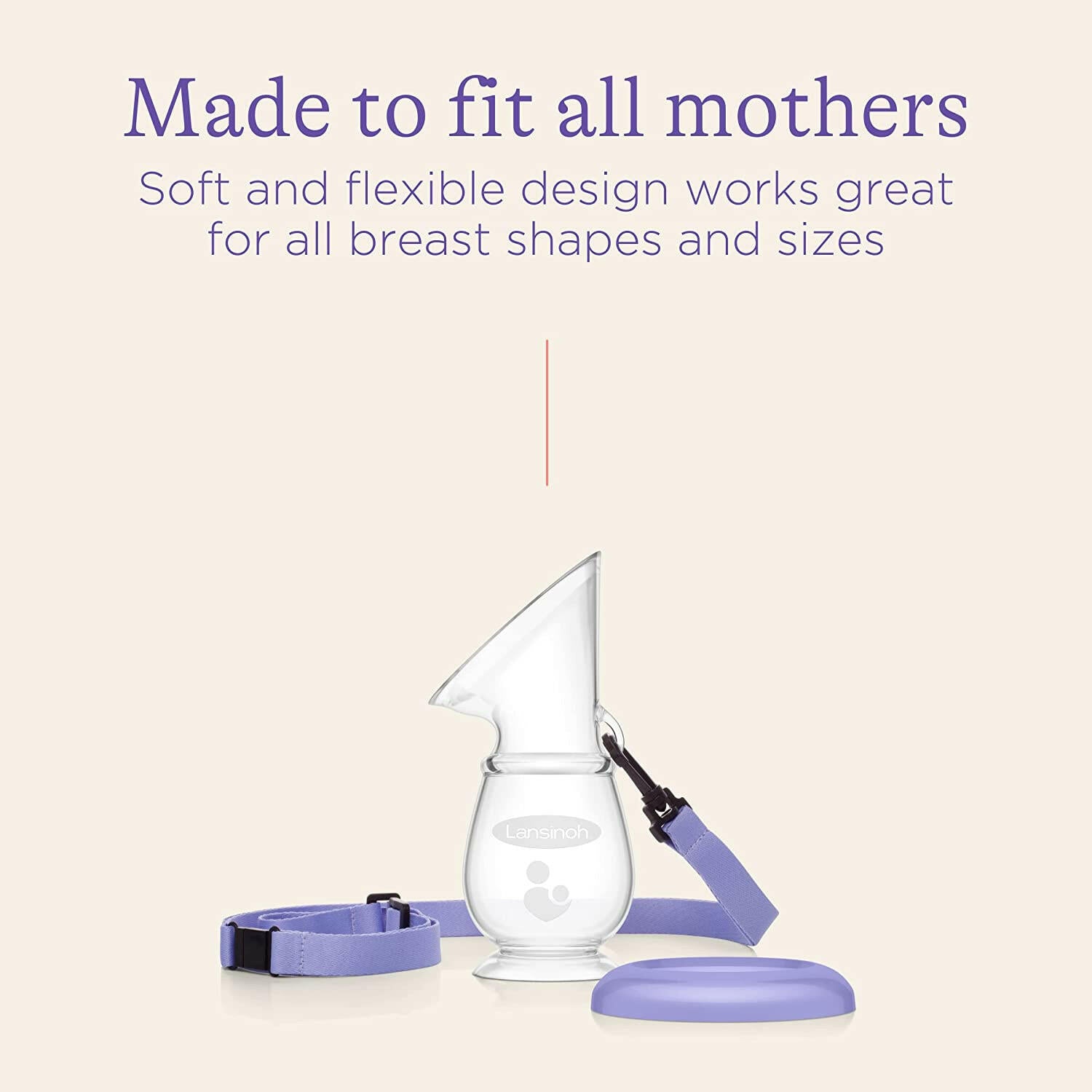 Lansinoh Silicone Breast Pump for Breastfeeding with Suction Base, Portable and Lightweight, Includes Neck Strap and Protective Lid.
