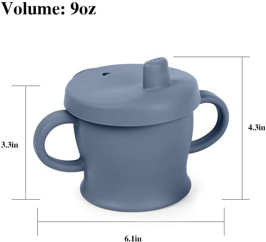 Haakaa Silicone Sip-N-Snack Cup, Toddlers Sippy Cup & Snack Container 2-in-1, BPA Free Food Grade Silicone Cup for Baby 6 Month+, 8 Oz (Bluestone).
