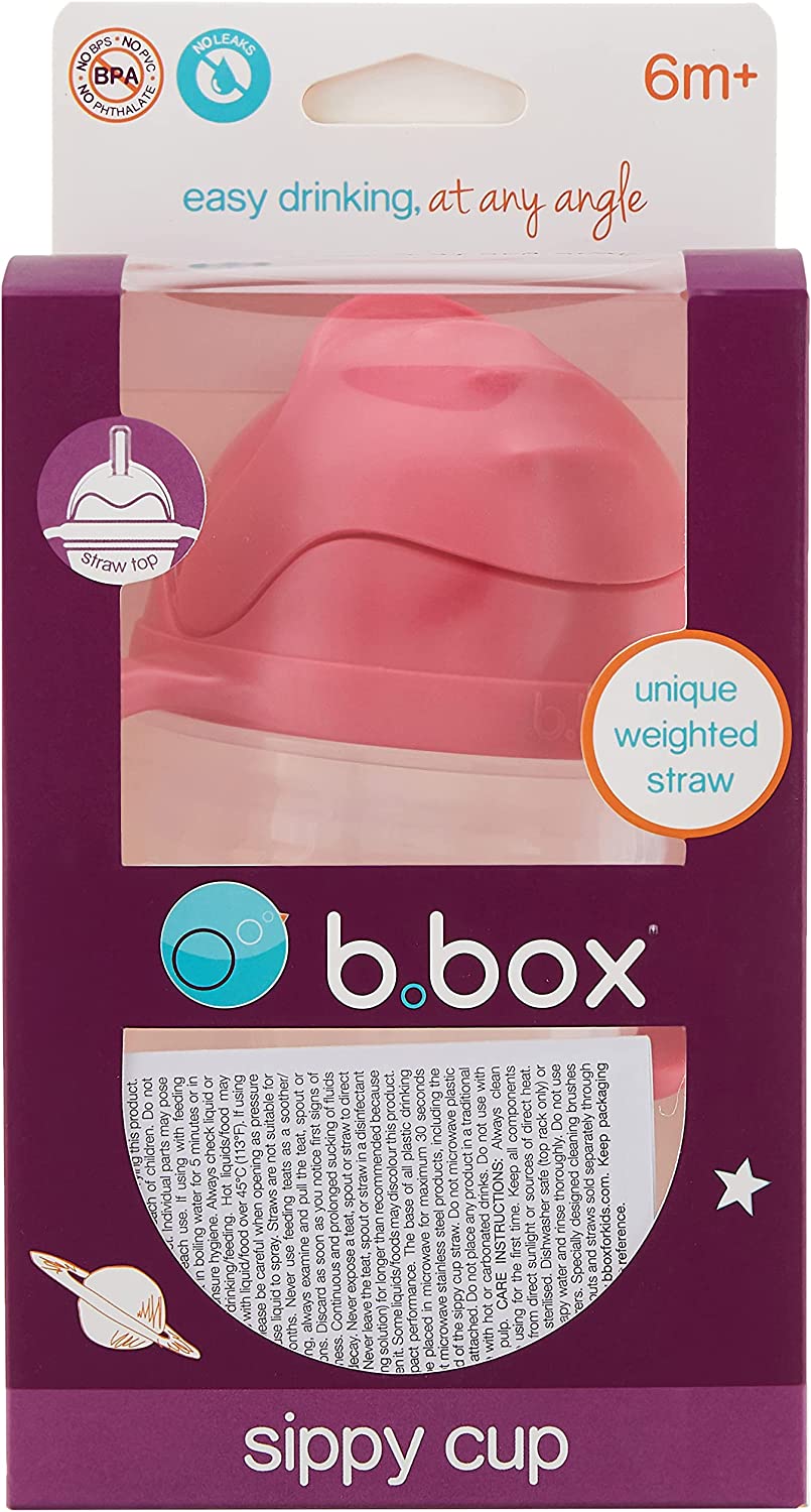 b.box Sippy Cup with Innovative Continuous Flow Weighted Straw Cup, Baby Straw Cup, Drink from any Angle, Easy-Grip Handles, 8oz, 6 months+.
