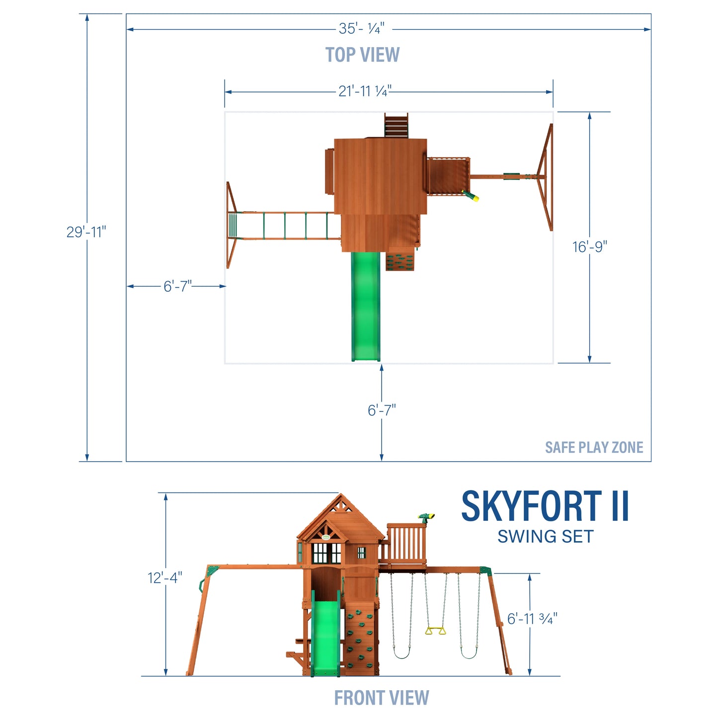 مرجيحة حديقة خشبية Skyfort II من Backyard