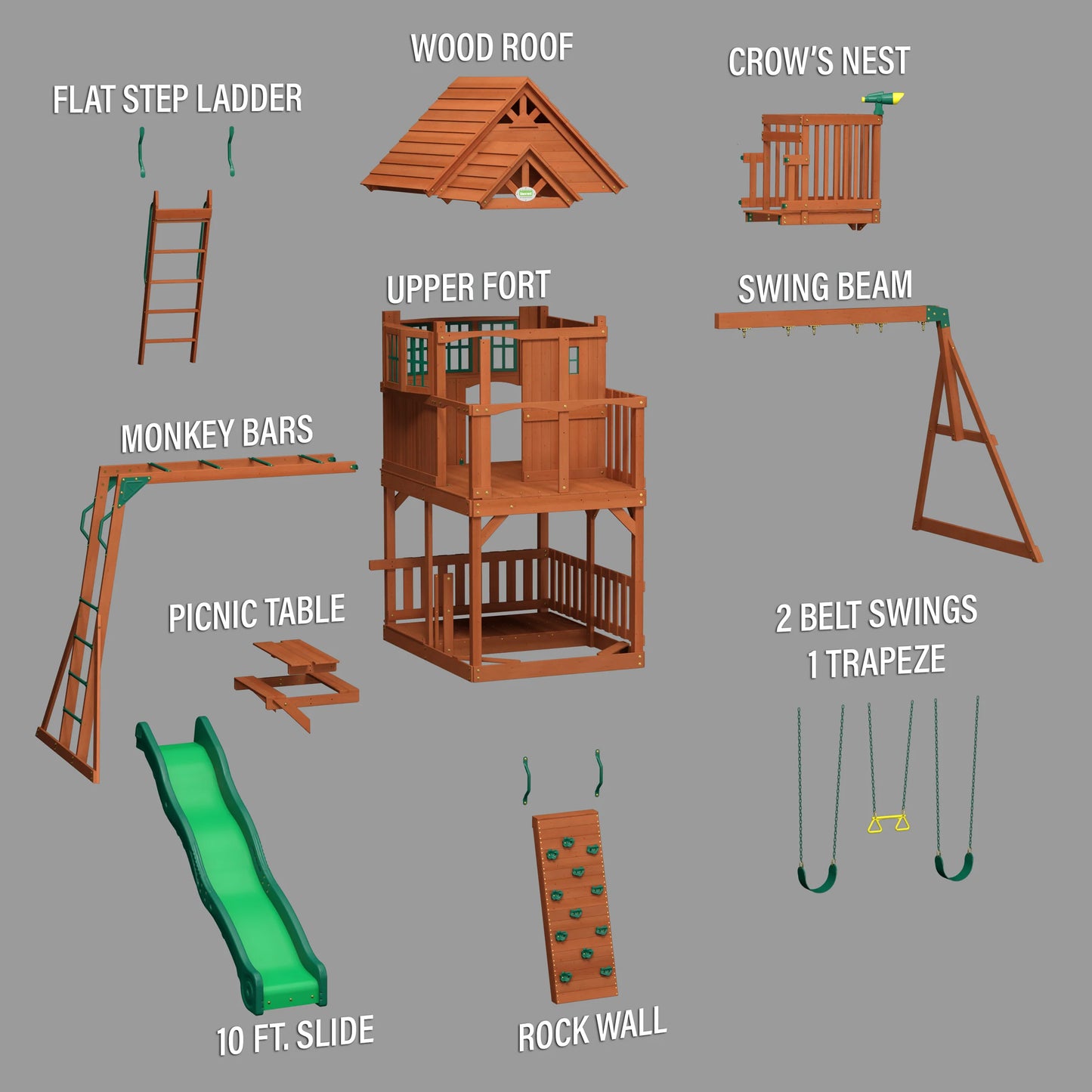 مرجيحة حديقة خشبية Skyfort II من Backyard