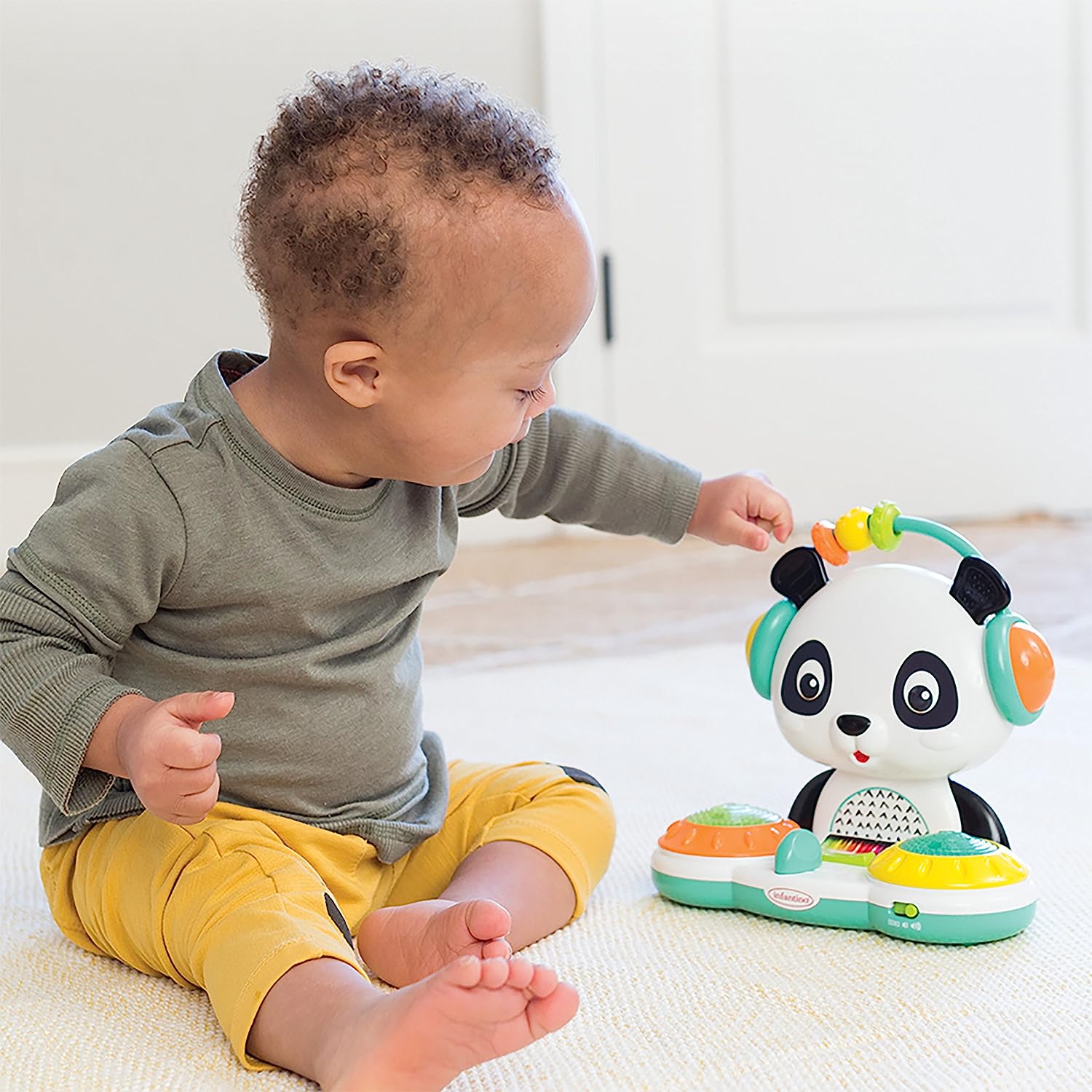 Infantino Spin & Slide DJ Panda - Musical Toy with Busy Beads, Light-up Turntable Drums, Funky Beats.