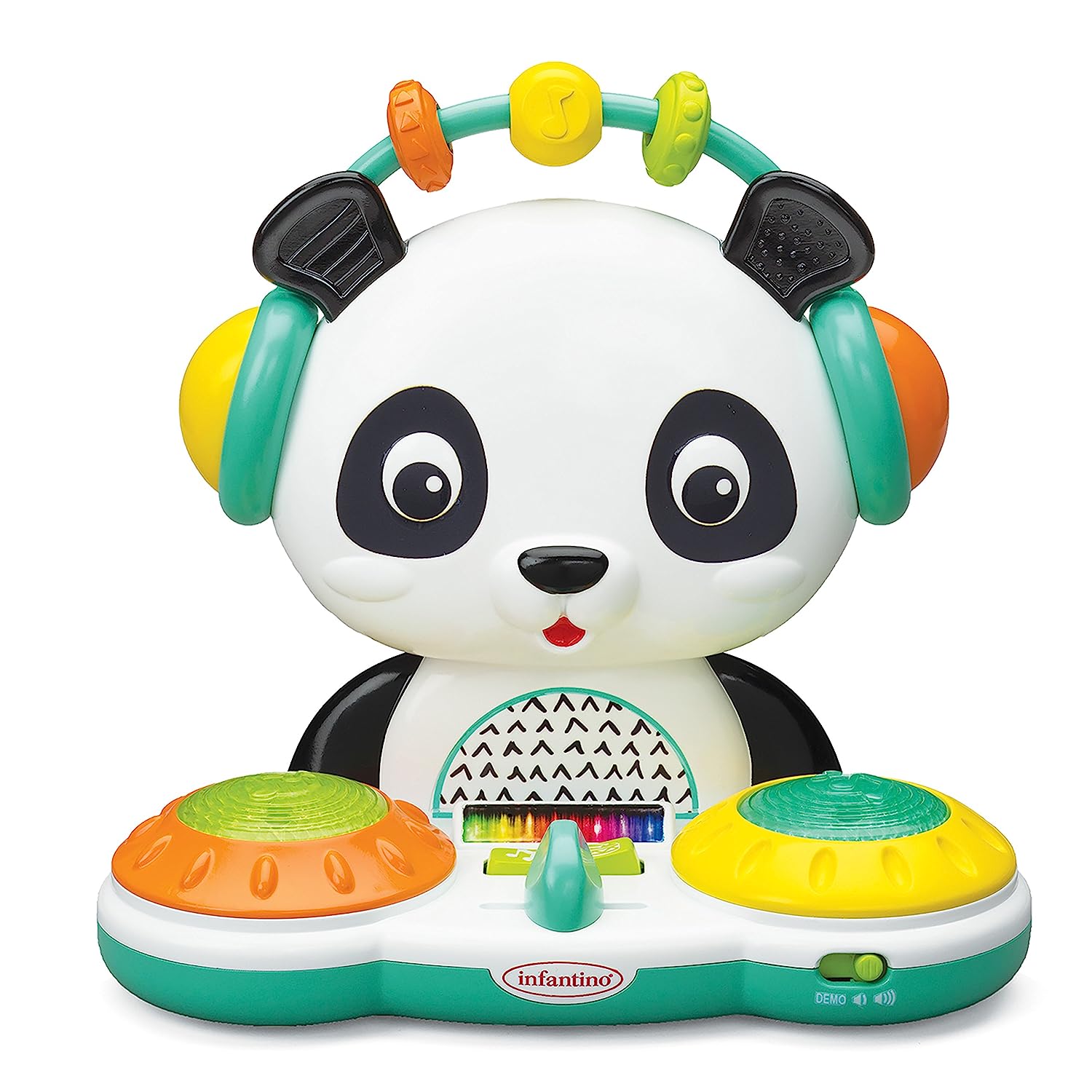 Infantino Spin & Slide DJ Panda - Musical Toy with Busy Beads, Light-up Turntable Drums, Funky Beats.