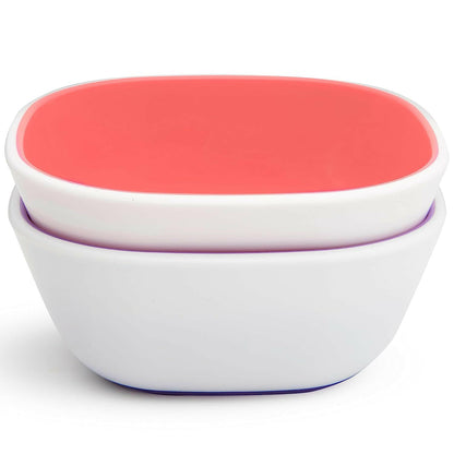 Munchkin Splash 4 Piece Toddler Divided Plate and Bowl Dining Set, Pink/Purple.
