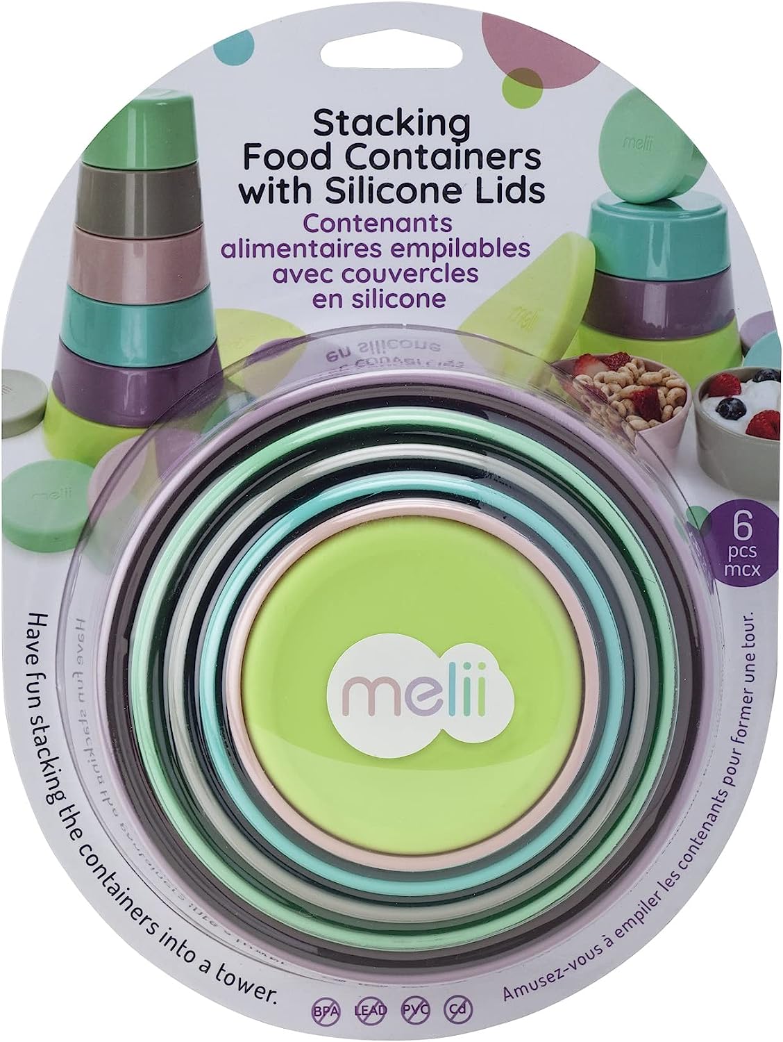 Melii Stacking & Nesting Containers with Silicone Lids - 6 Containers.