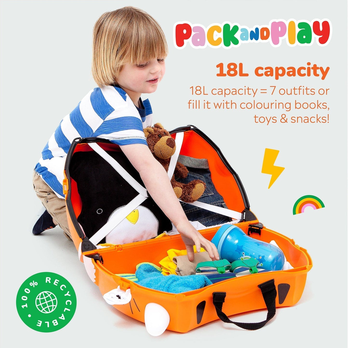 Trunki Ride On Kids Suitcase (Tipu Tiger Orange)