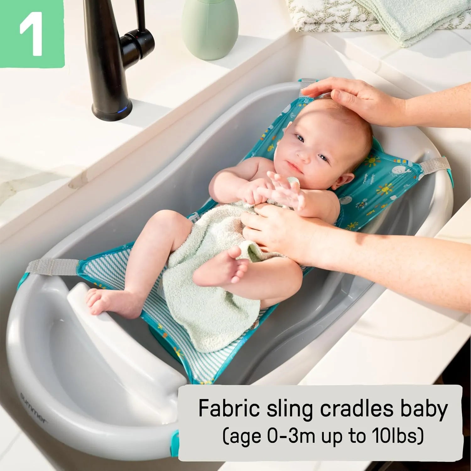 Summer Infant Comfy Clean Deluxe Newborn to Toddler Baby Bathtub - Blue (0-24 Months)