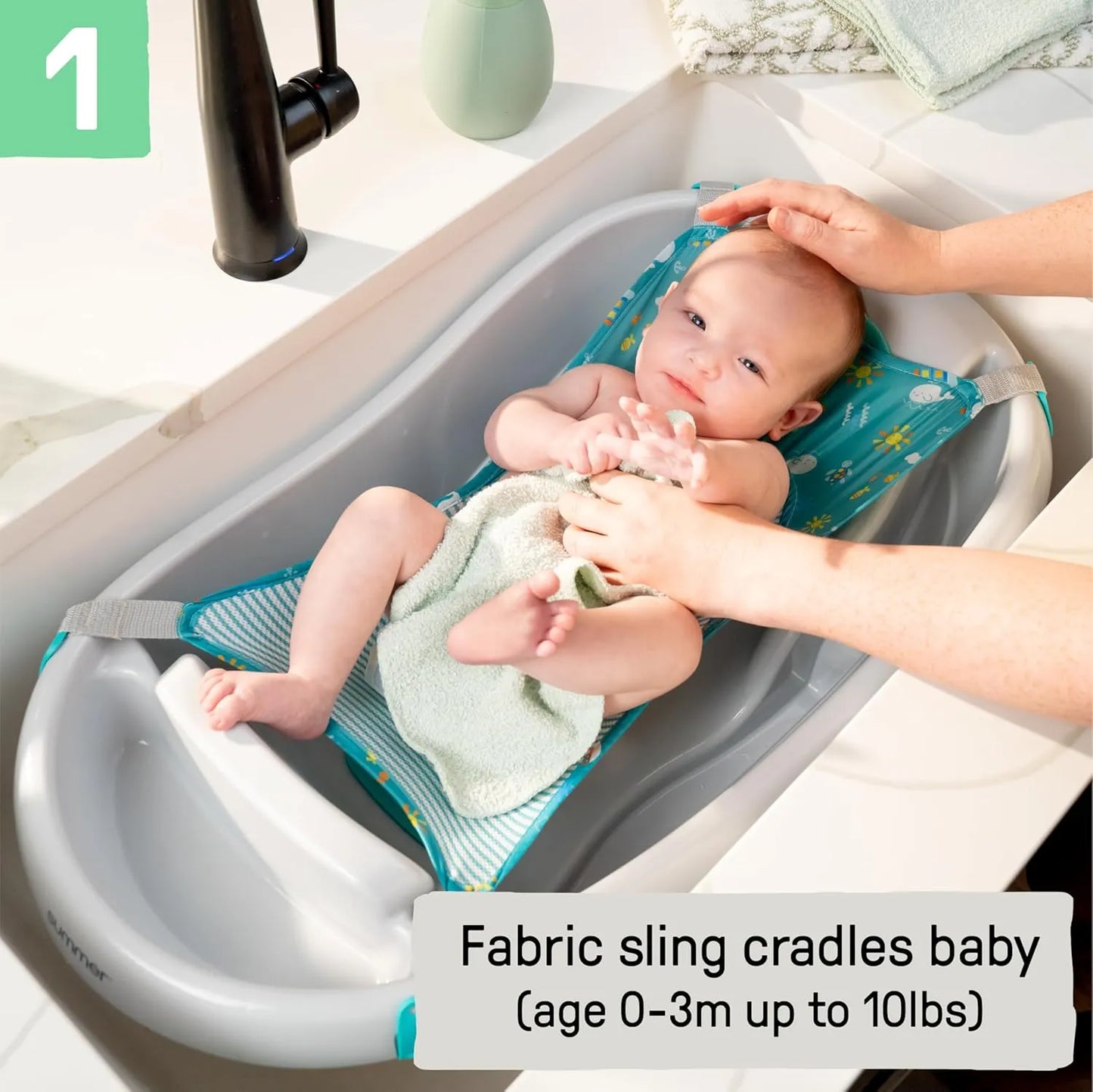 Summer Infant Comfy Clean Deluxe Newborn to Toddler Baby Bathtub (0-24 Months)