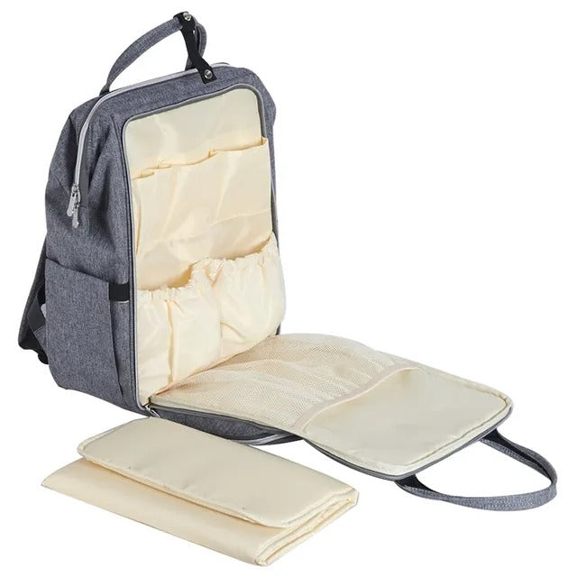 Sunveno Diaper Travel Backpack XL With Straps & Changing Pad – Grey
