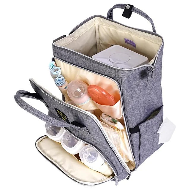 Sunveno Diaper Travel Backpack XL With Straps & Changing Pad – Grey