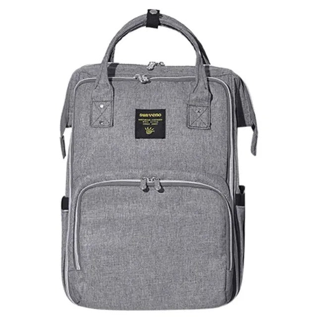 Sunveno Diaper Travel Backpack XL With Straps & Changing Pad – Grey