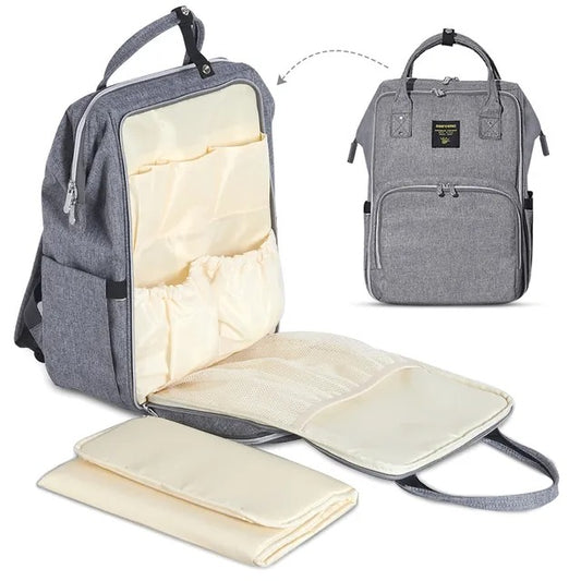 Sunveno Diaper Travel Backpack XL With Straps & Changing Pad – Grey