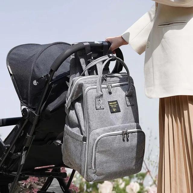 Sunveno Diaper Travel Backpack XL With Straps & Changing Pad – Grey