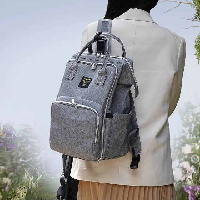 Sunveno Diaper Travel Backpack XL With Straps & Changing Pad – Grey