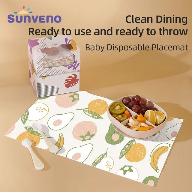 Sunveno Baby Feeding Disposable Travel Multipurpose Placemats – 40Pcs