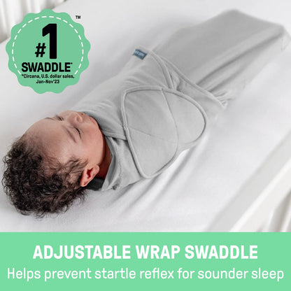 لفافة قماط بنقشة القلب الأصلية من SwaddleMe من Ingenuity، طقم من قطعتين – مولود حر (0-3 Months, 1.0 TOG)