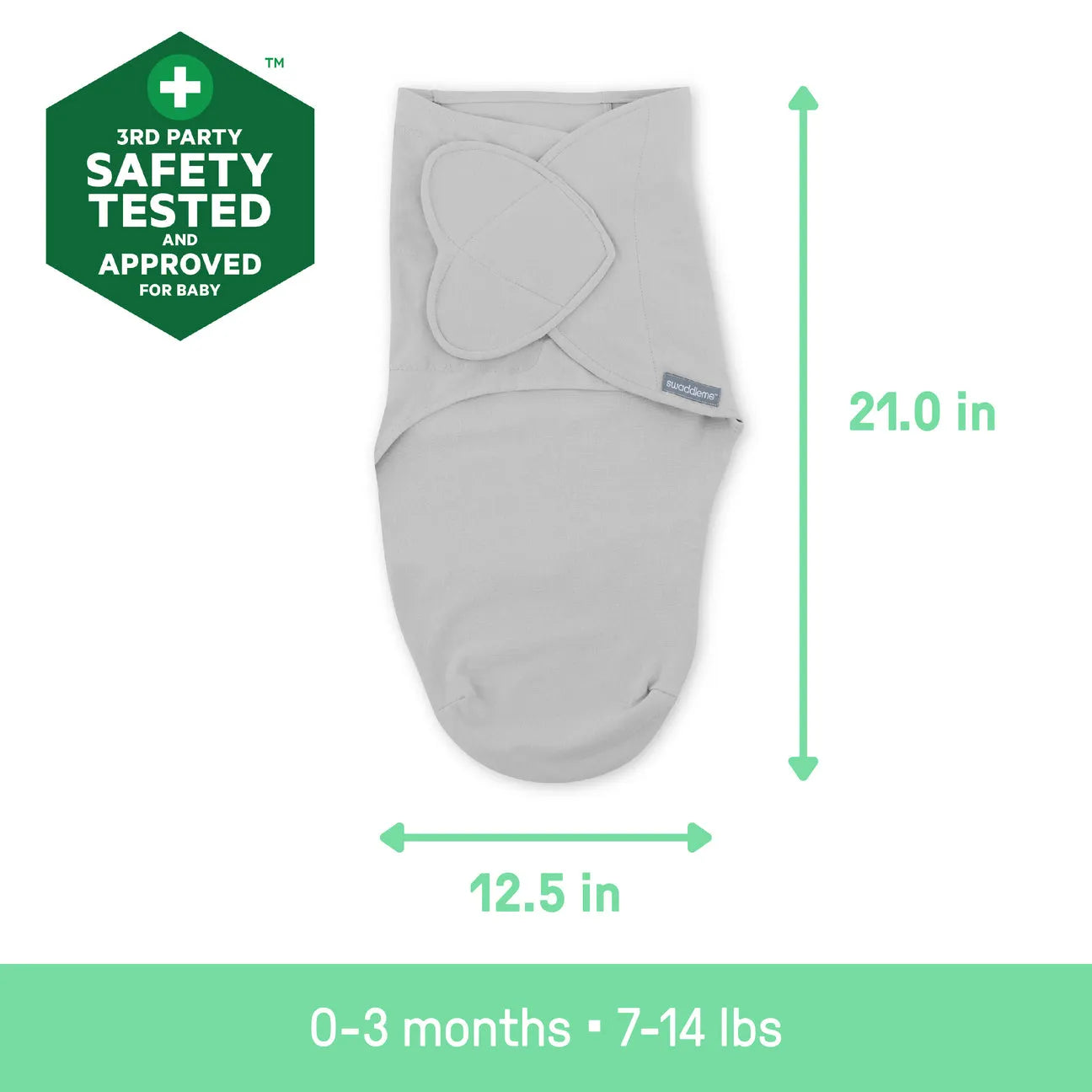 لفافة قماط بنقشة القلب الأصلية من SwaddleMe من Ingenuity، طقم من قطعتين – مولود حر (0-3 Months, 1.0 TOG)