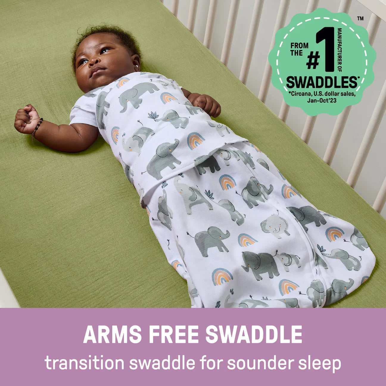 SwaddleMe by Ingenuity Arms Free Convertible Swaddle 1-Pack - Luna (3-6 Months, 1.0 TOG)