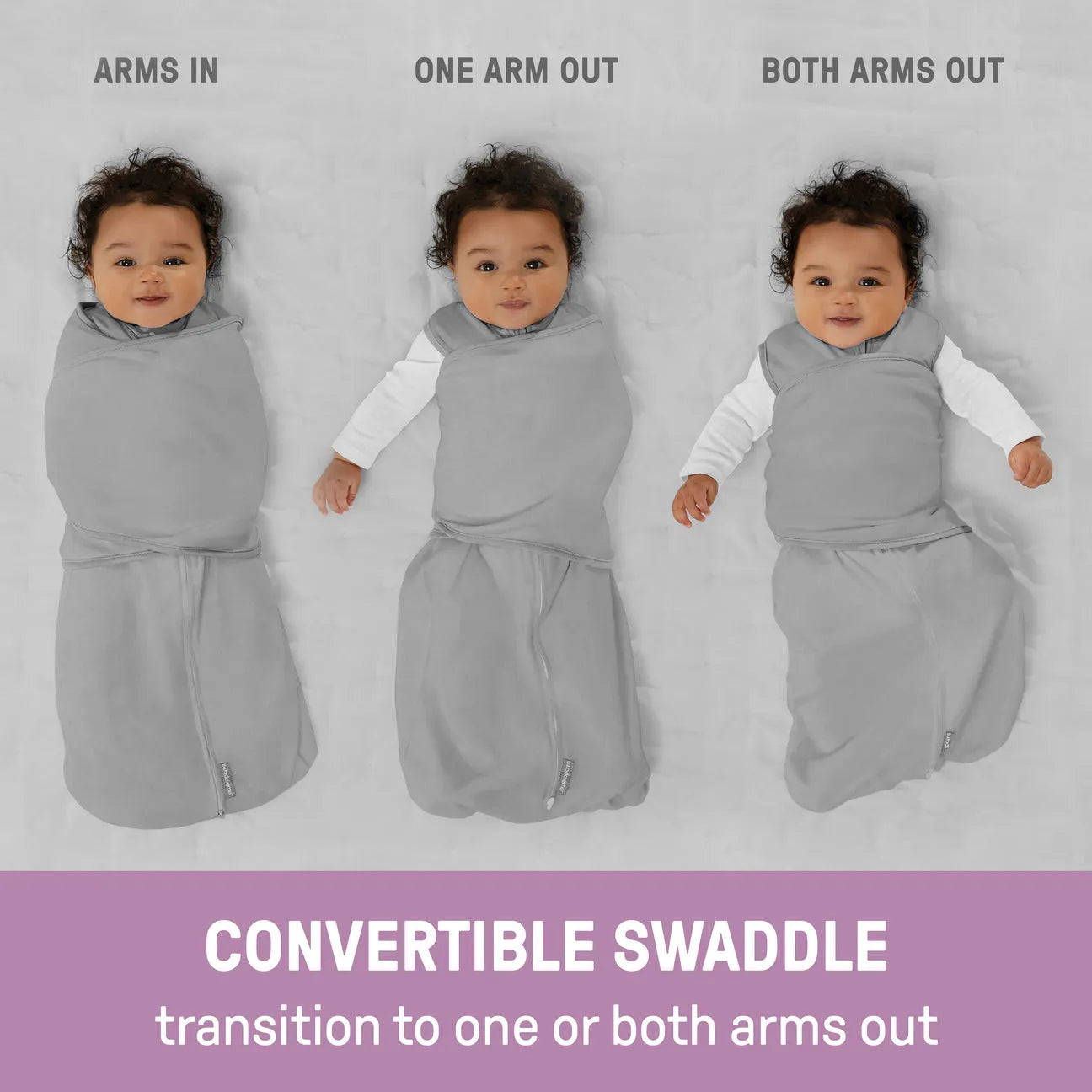 SwaddleMe by Ingenuity Arms Free Convertible Swaddle 1-Pack - Luna (3-6 Months, 1.0 TOG)