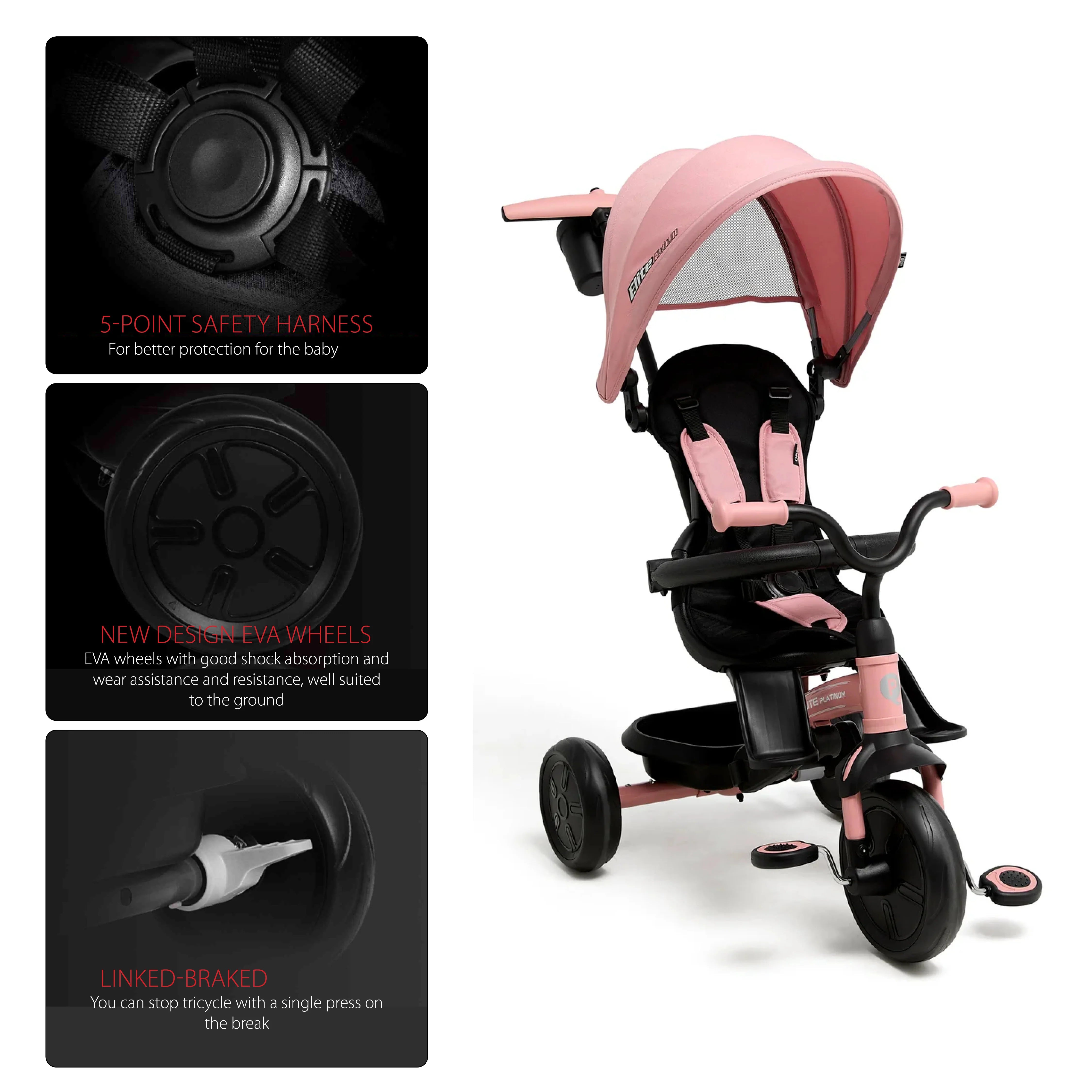 Qplay Elite Platinum 6 In 1 Tricycle For Kids (10 Months+)