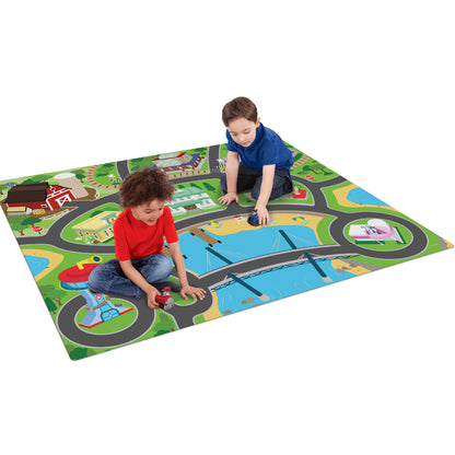 Paw Patrol - Jumbo Imaginmat Adventure Bay Playmat with 2 Toy Vehicles