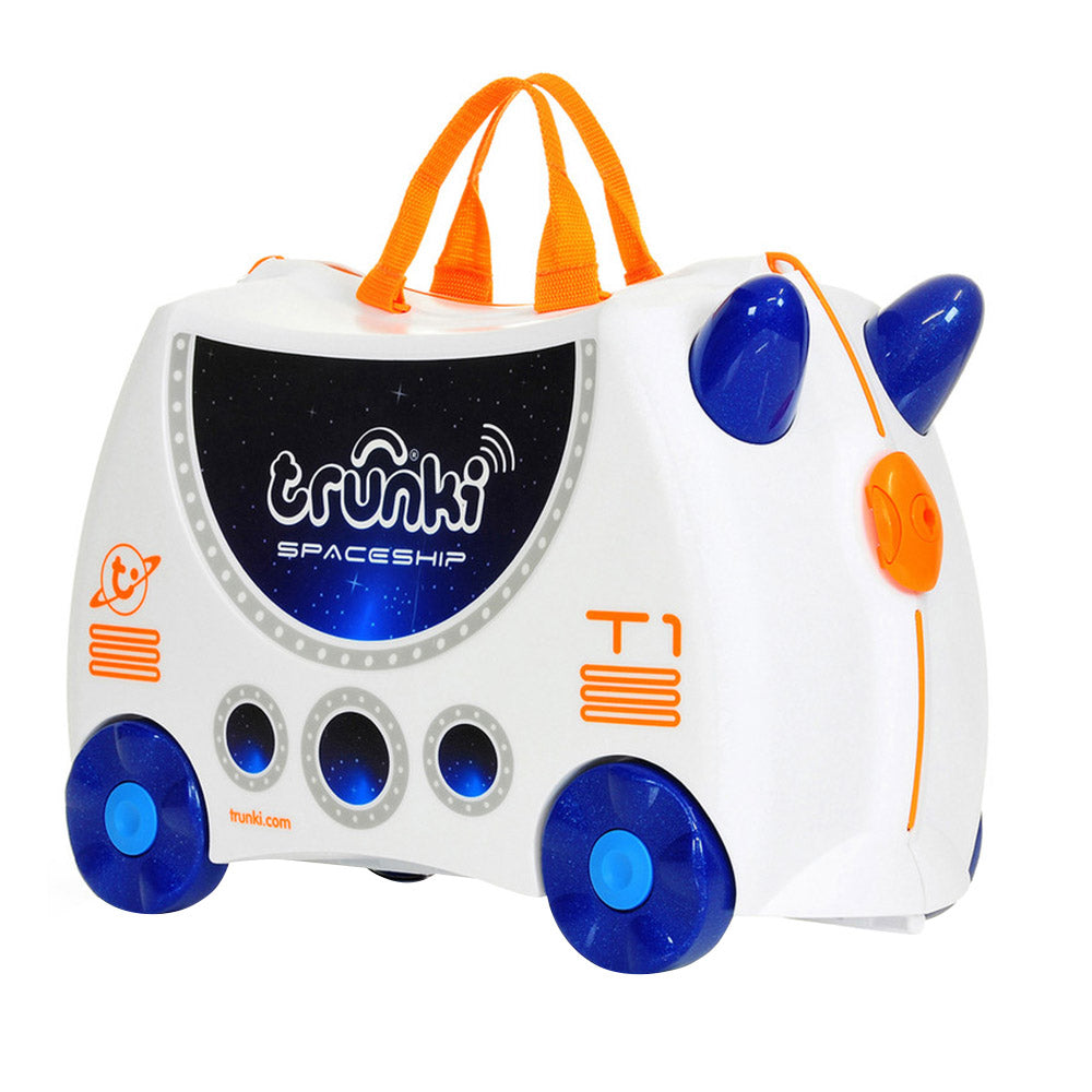 Trunki Ride-On Kids Suitcase Glow In The Dark (Skye Space Ship White)