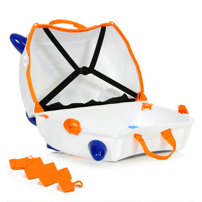 Trunki Ride-On Kids Suitcase Glow In The Dark (Skye Space Ship White)