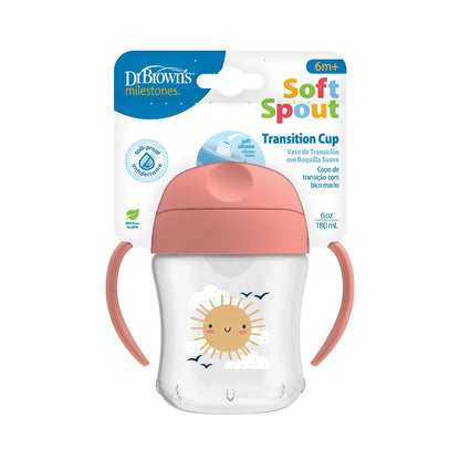Dr. Brown's Soft Spout Transition Cup with Handles (180ml, Sunshine)