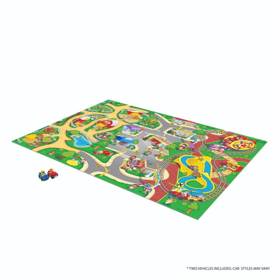 TCG - Fisher-Price Little People Jumbo Mega Mat Playset with 2 Toy Vehicles - 6 Pieces