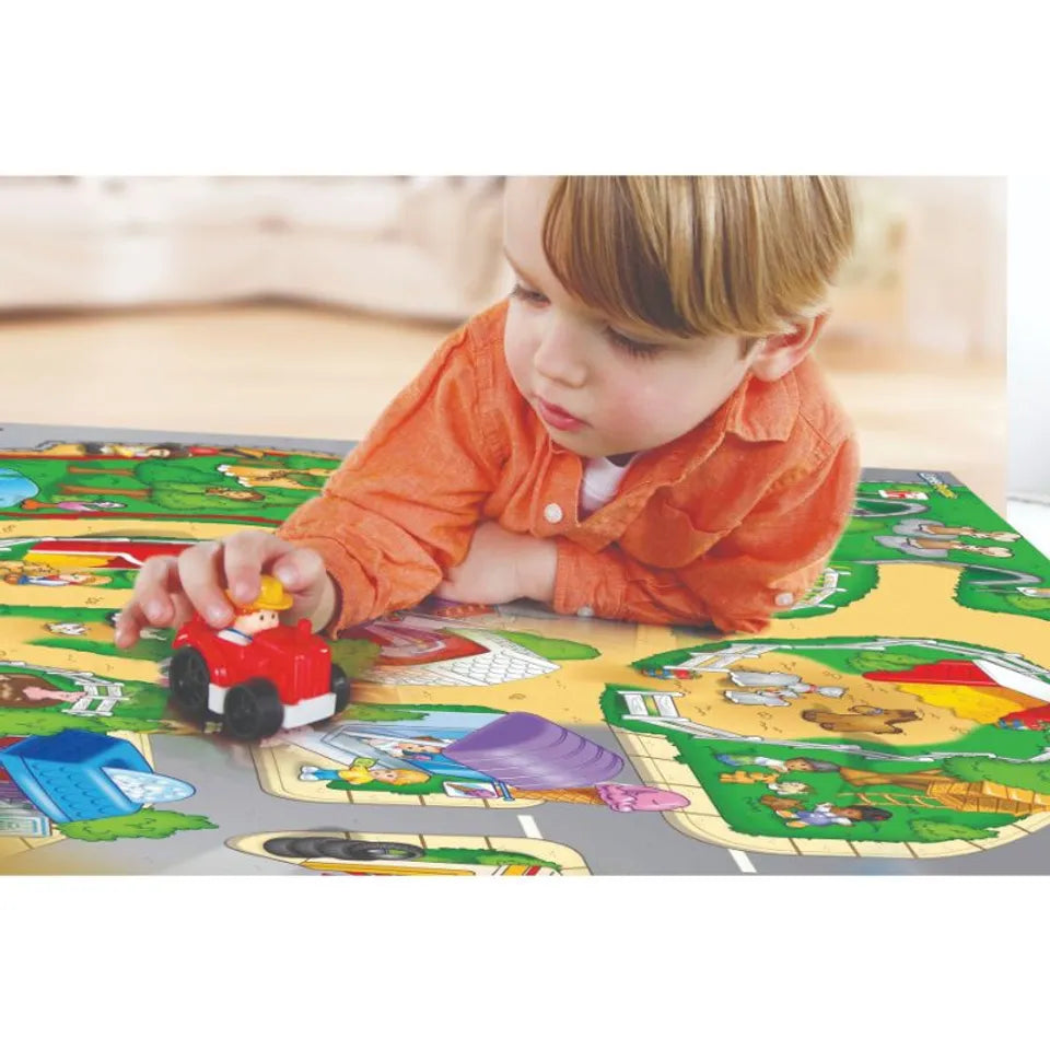 TCG - Fisher-Price Little People Jumbo Mega Mat Playset with 2 Toy Vehicles - 6 Pieces
