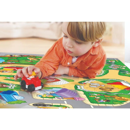 TCG - Fisher-Price Little People Jumbo Mega Mat Playset with 2 Toy Vehicles - 6 Pieces