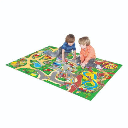 TCG - Fisher-Price Little People Jumbo Mega Mat Playset with 2 Toy Vehicles - 6 Pieces
