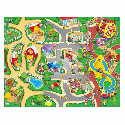 TCG - Fisher-Price Little People Jumbo Mega Mat Playset with 2 Toy Vehicles - 6 Pieces