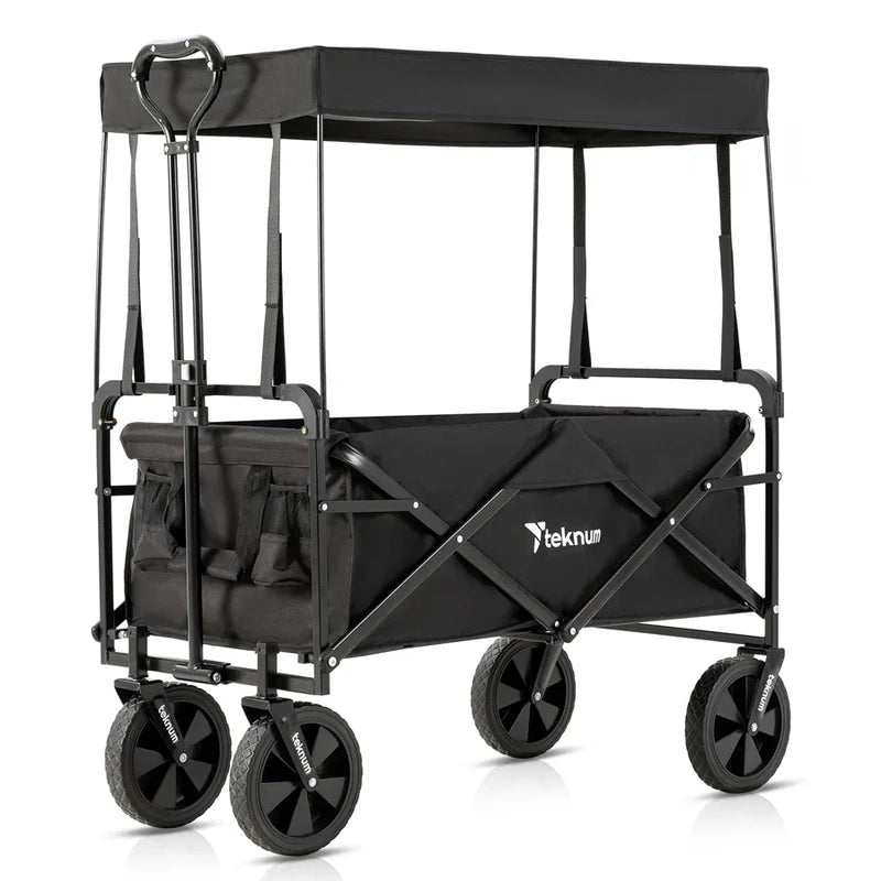 Teknum Folding Wagon Cart with Canopy (Black)
