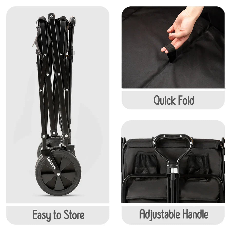 Teknum Folding Wagon Cart with Canopy (Black)
