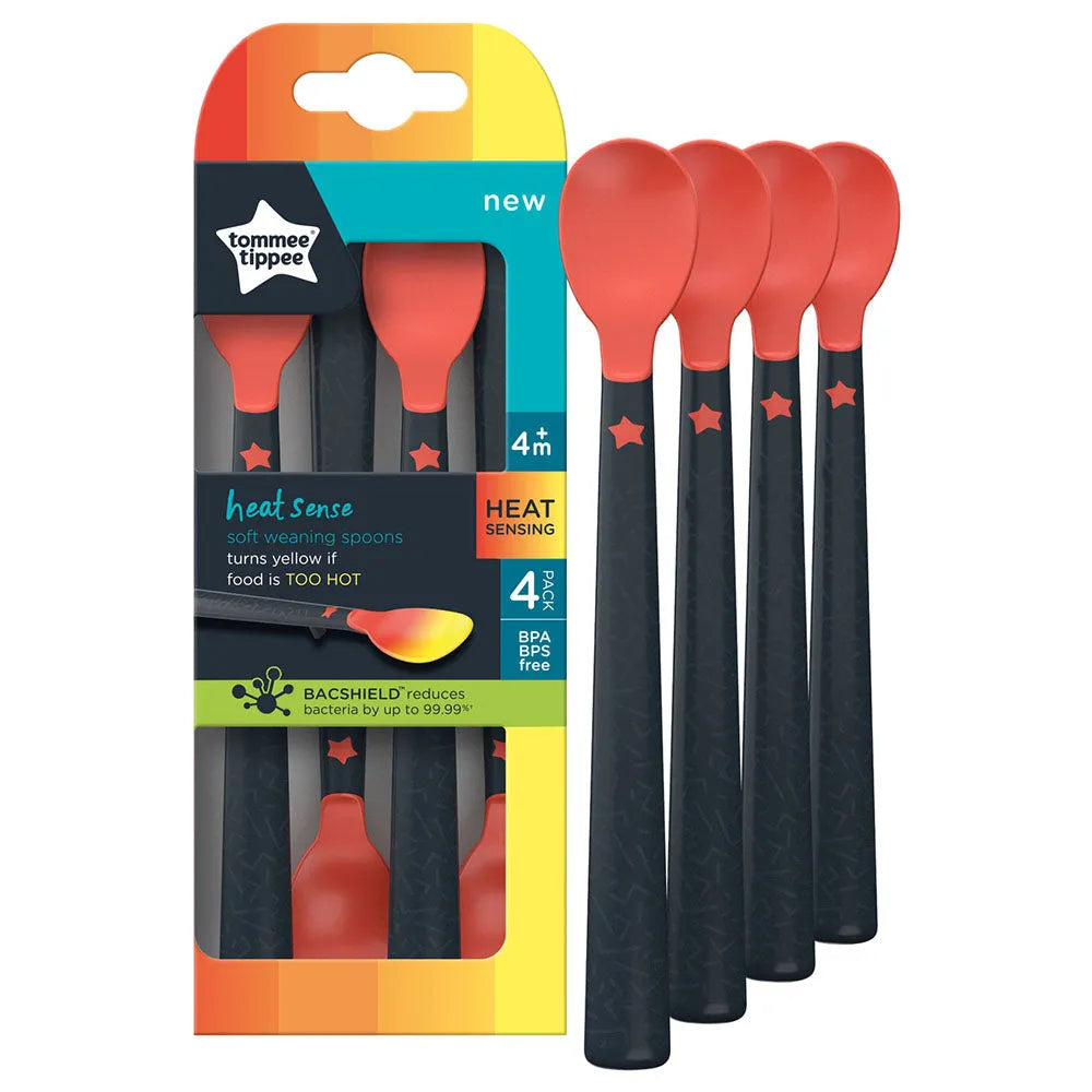 Tommee Tippee Heat Sense Soft Weaning Spoon - Pack of 4 (0-4Months)