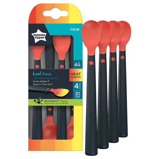 Tommee Tippee Heat Sense Soft Weaning Spoon - Pack of 4 (0-4Months)