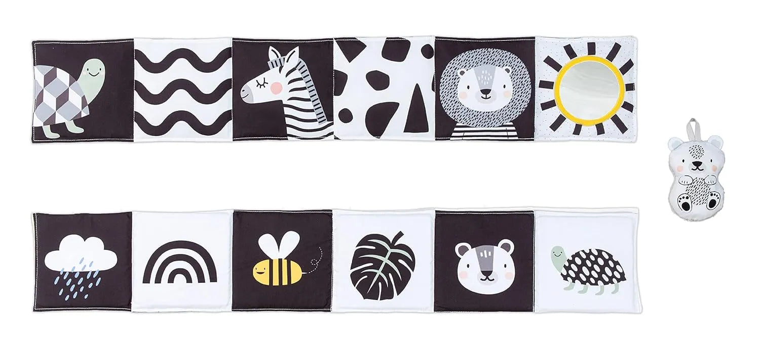 Taf Toys Infant Tummy Time Soft Crinkle Activity Book - Savannah Black & White