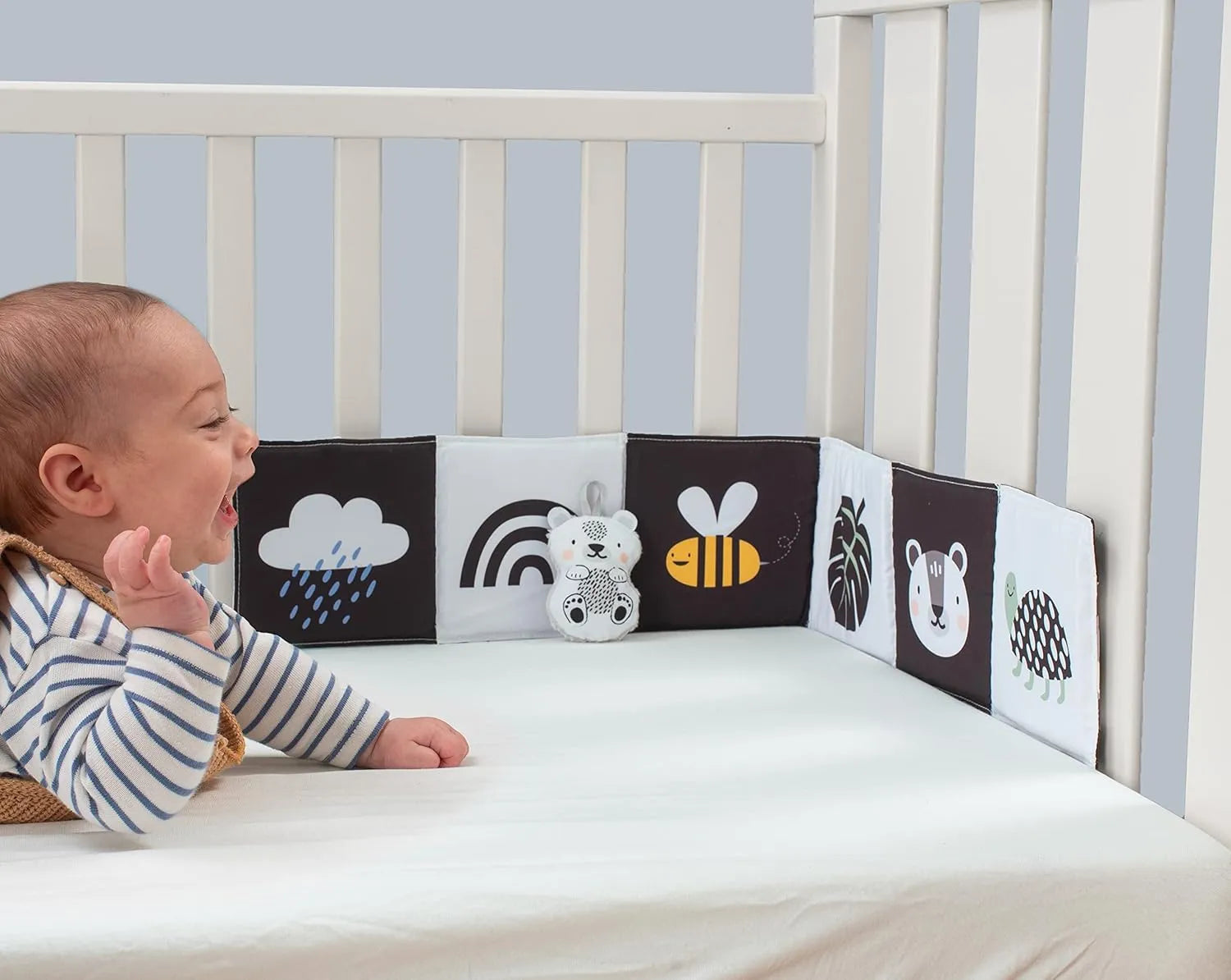 Taf Toys Infant Tummy Time Soft Crinkle Activity Book - Savannah Black & White