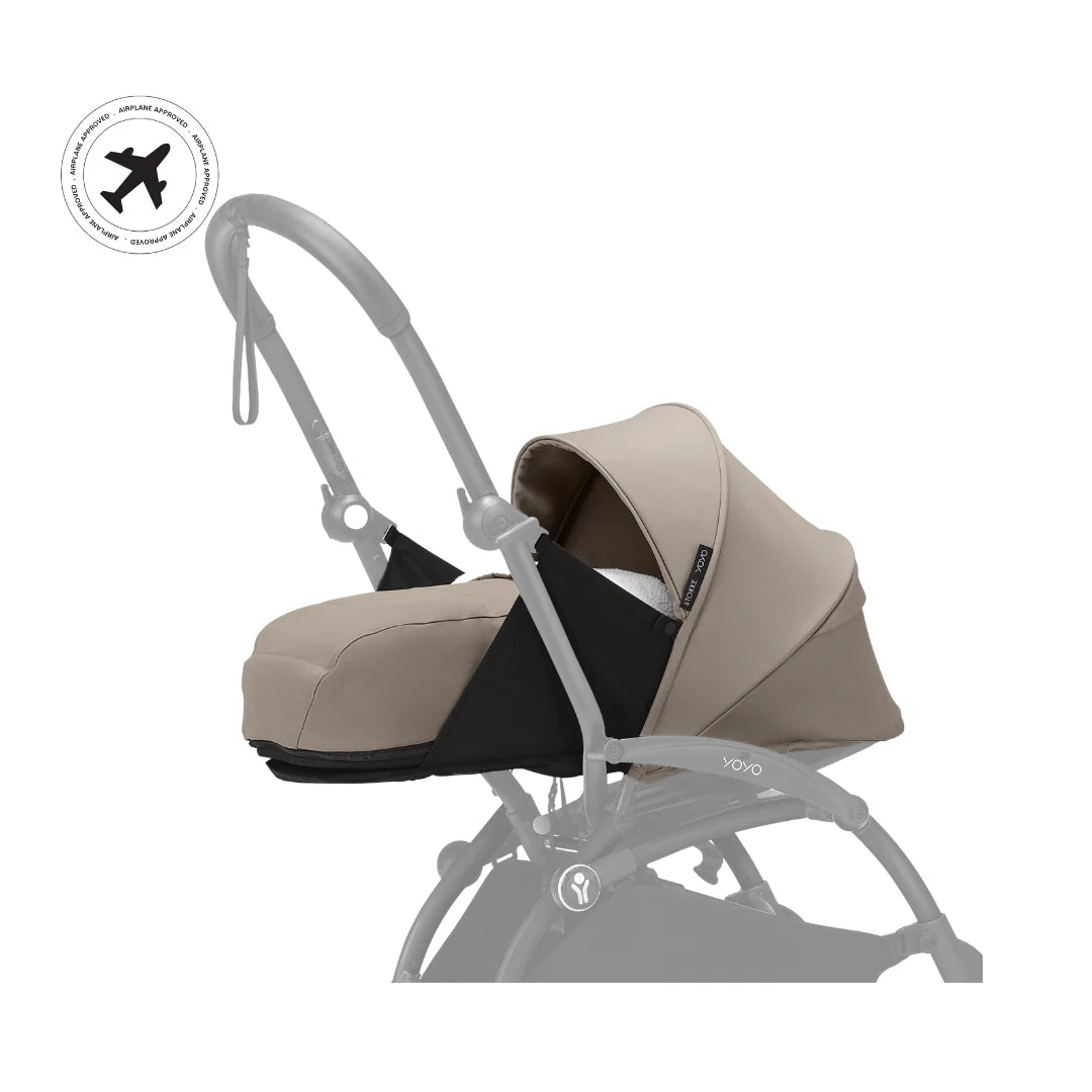 هيكل Stokke YOYO3 أبيض + باقة حديثي الولادة و 6+ أشهر (رمادي مائل للبني)