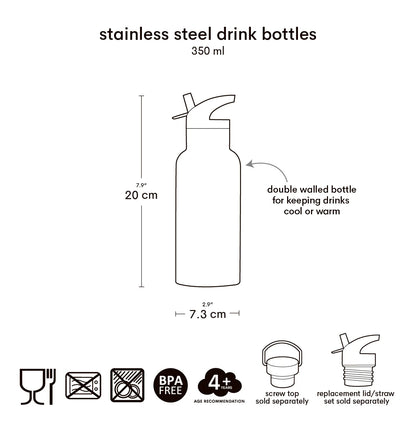 A Little Lovely Company Double Wall Insulated Water Bottle (350ml, Unicorn Dreams)