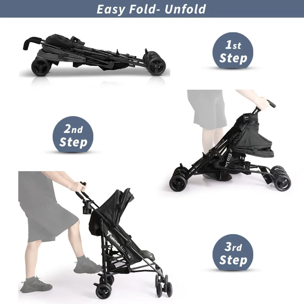 Teknum Eco Lite 2 Stroller With Cup Holder (Black)