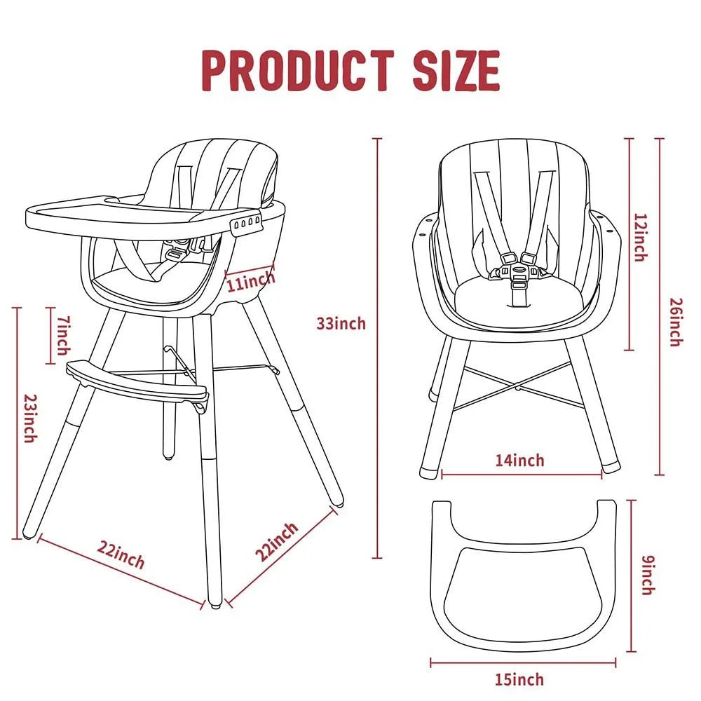 Teknum Premium Dual Height Wooden High Chair (Grey)