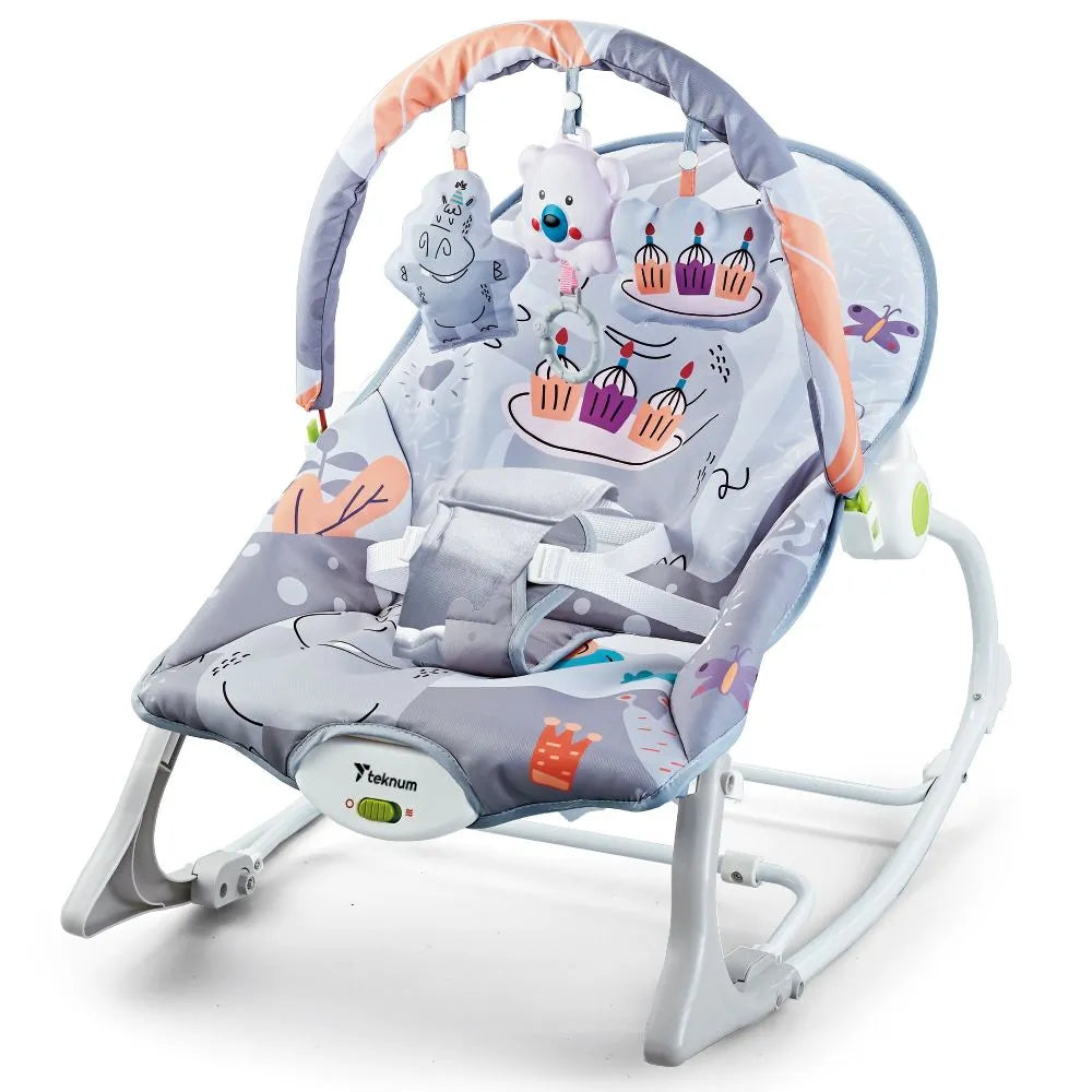 Teknum 3-In-1 Rocker Baby Seat Recliner with Soothing Music (Party Grey)