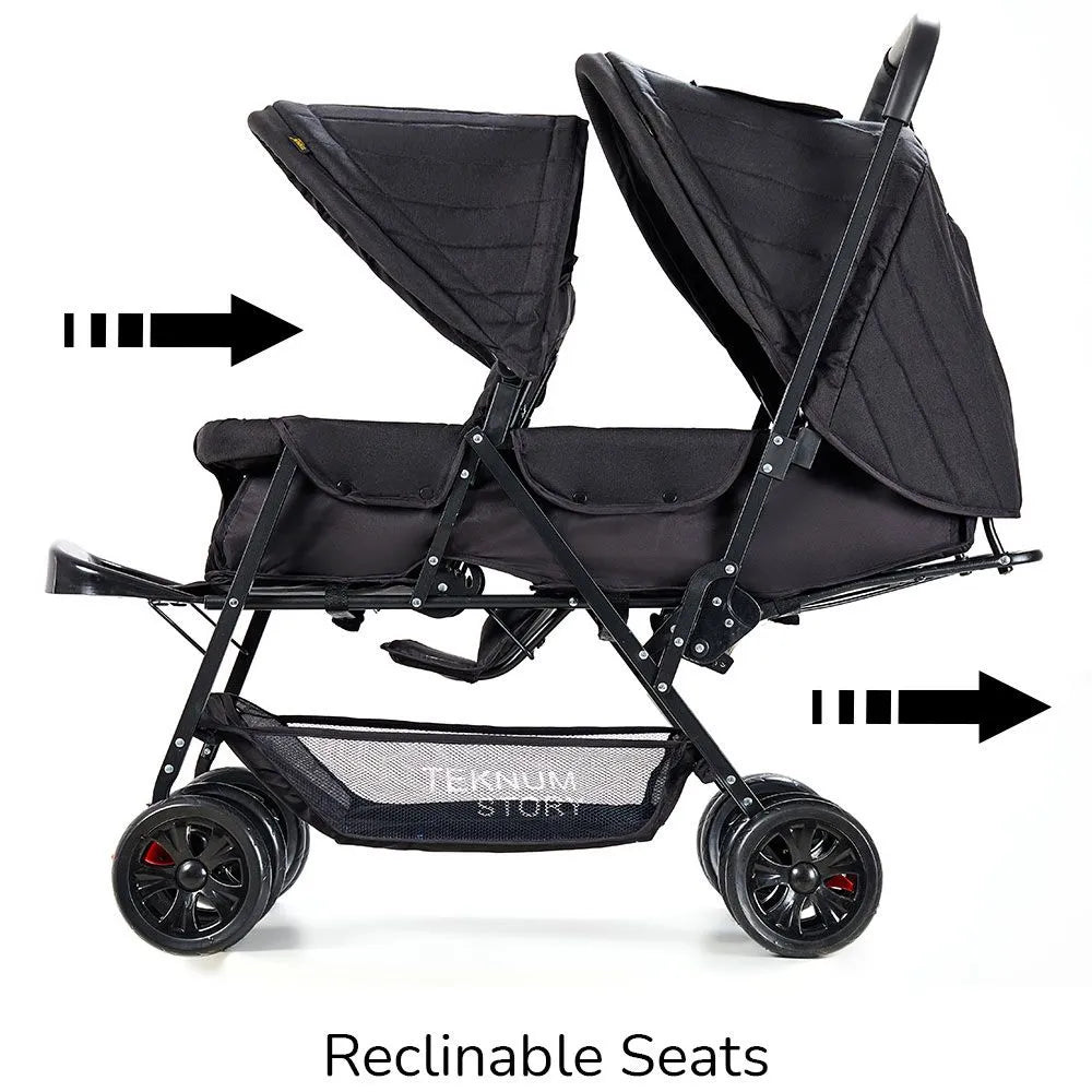 عربة أطفال مزدوجة من تكنوم (أسود)