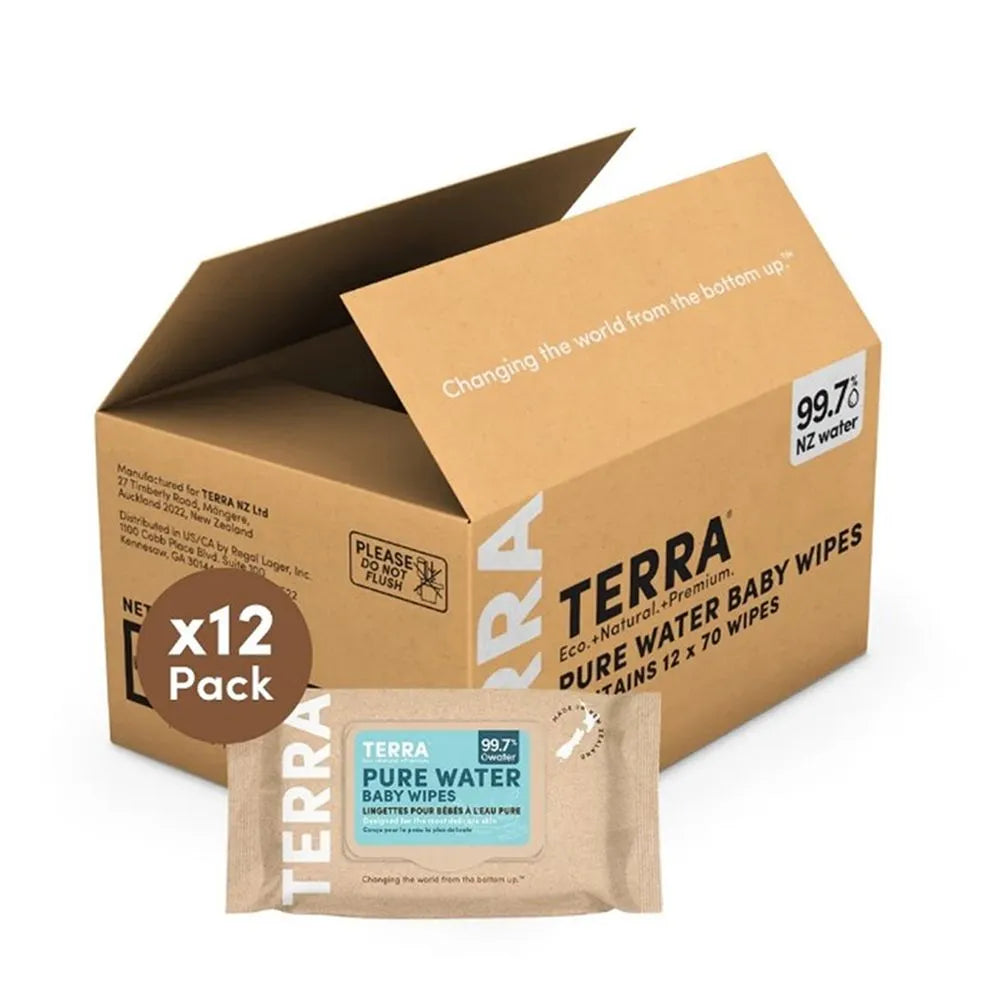Terra Baby Wipes Pure Water 70s (Pack of 12)
