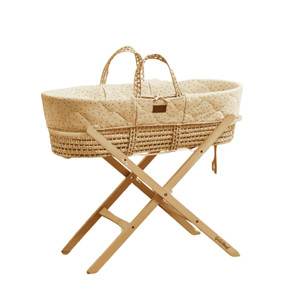 The Little Green Sheep Moses Basket & Mattress (Linen Rice)
