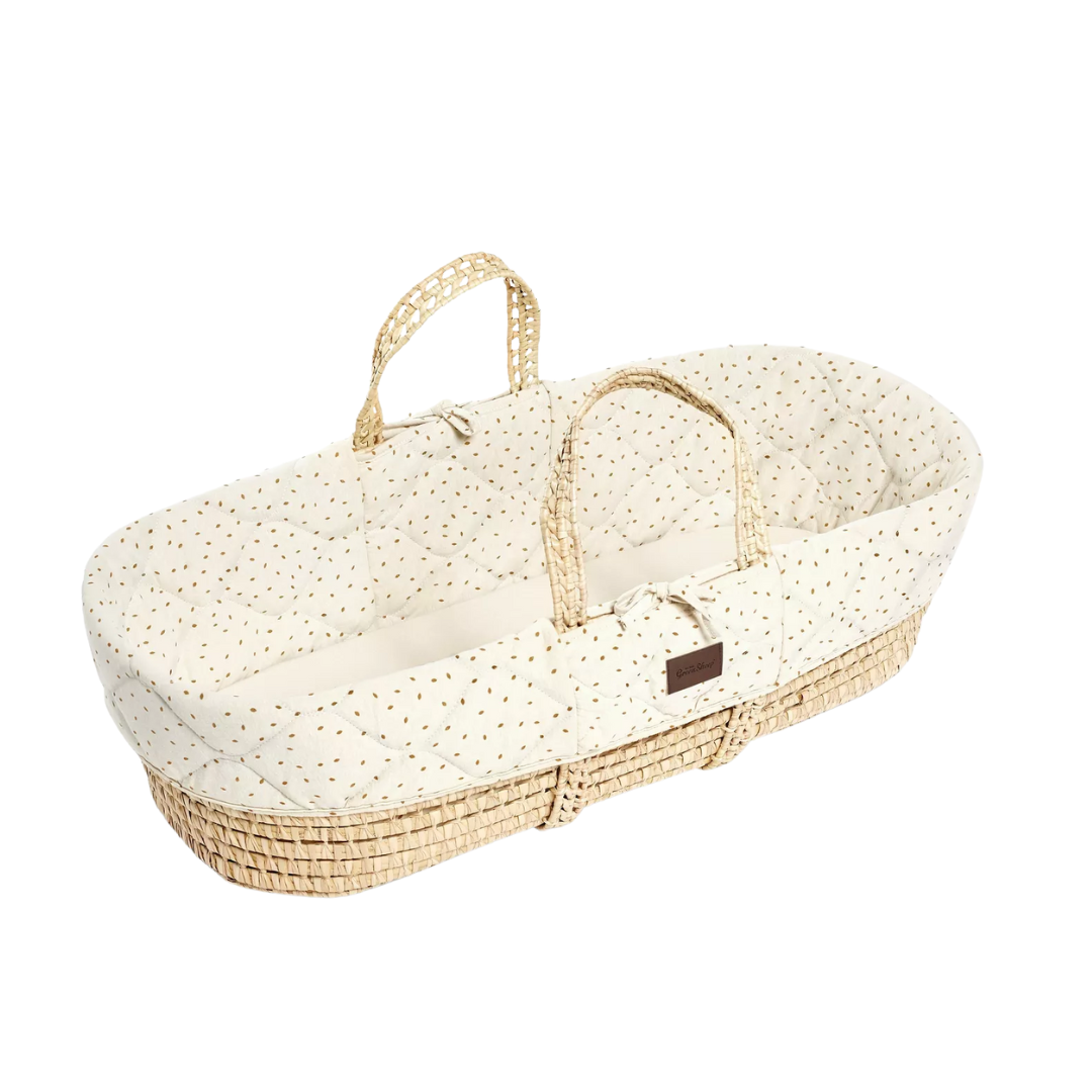 The Little Green Sheep Moses Basket & Mattress (Linen Rice)